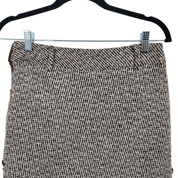 Womens Skirt Tweed Tiered Fringed Tea Length Pockets Boho Country Brown S - Picture 8 of 9